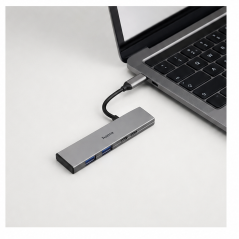 Hub USB-C Hama 4 ports USB 3.2 Gen 2 PD alu