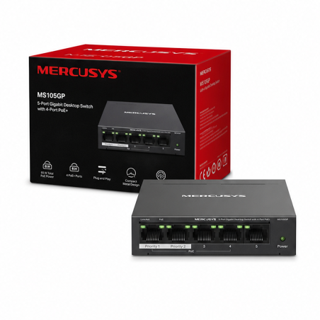 Mercusys MS105GP Switch Gigabit 5 ports PoE+