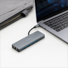 Dock USB-C Aisens 9 en 1 gris 20 cm