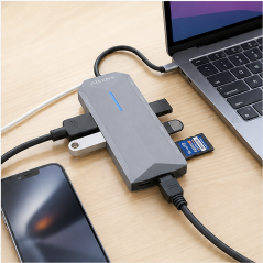 Aisens USB-C Dock 9-in-1 Gray, 15 cm