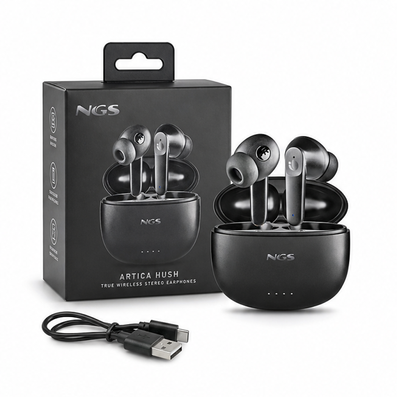NGS Artica Hush écouteurs Bluetooth 5.3 TWS ANC noirs