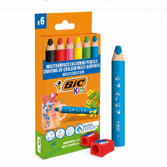Bic Kids Multisurfaces crayons de couleur, 6 pièces