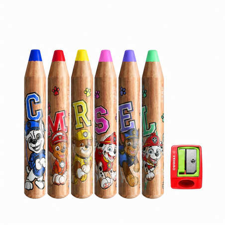 STABILO woody 3 in 1 Pat' Patrouille, étui de 6 + taille-crayon