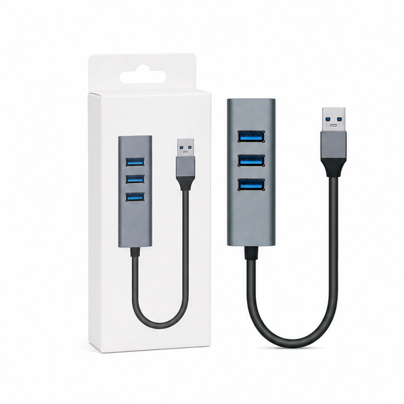 Aisens USB 3.0 aluminum hub, 4-port USB-A, 10 cm