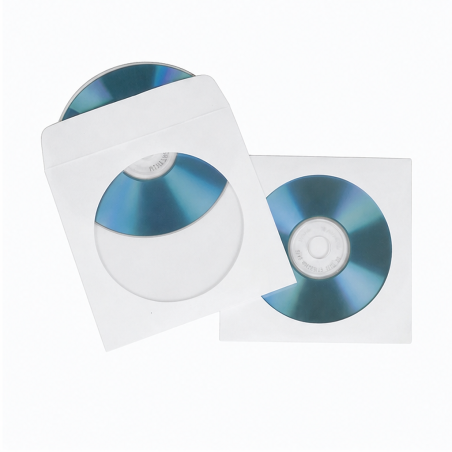 Hama Pochettes de protection en papier pour CD/DVD, blanches, paquet de 100