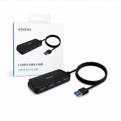 Hub USB 3.0 Aisens 4 ports noir 60 cm