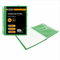 Ingraf 50-Pocket A4 Folder Green with Pouch