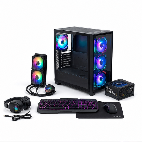 Pack gaming Coolbox GE2000 avec Liquid240 ARGB, CoolPower 750 W et kit XWing