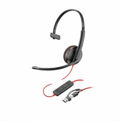 HP Poly Blackwire 3210 USB-C avec adaptateur USB-A