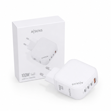 Aisens chargeur GaN 100W USB-C et USB-A blanc