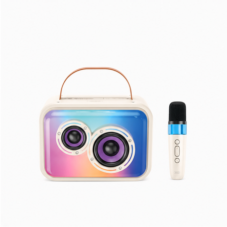 XO F54 enceinte karaoké Bluetooth 5.3 20 W TWS blanche