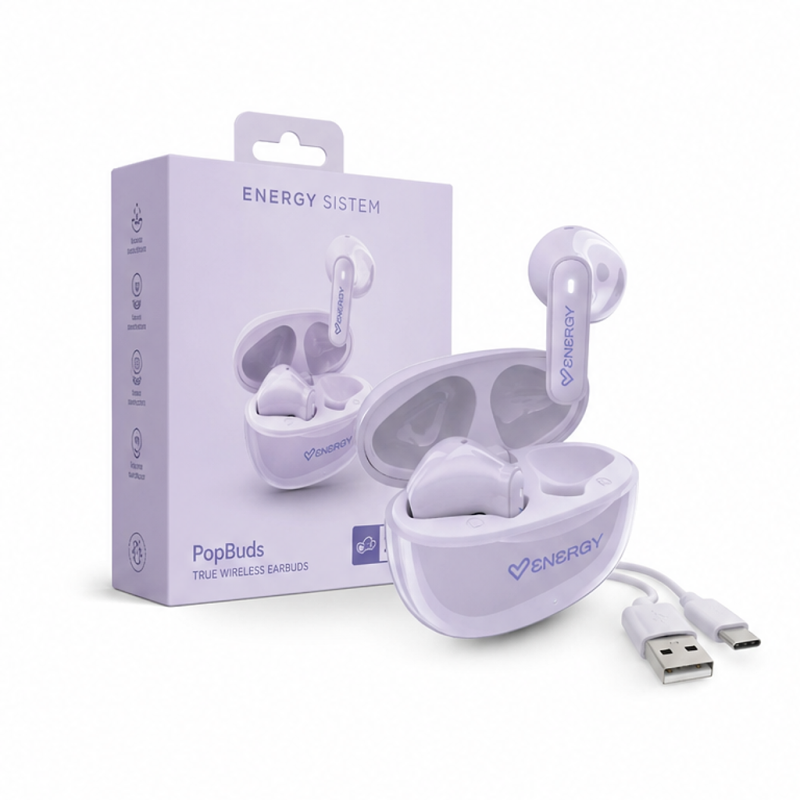 Energy Sistem PopBuds écouteurs True Wireless, Bluetooth 6.0, lilas