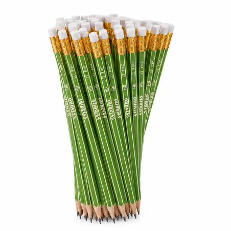 STABILO GREENgraph HB, présentoir de 60 crayons de graphite avec gomme