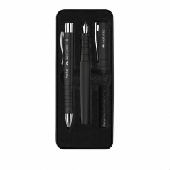 Coffret Faber-Castell Poly noir, stylo bille + plume