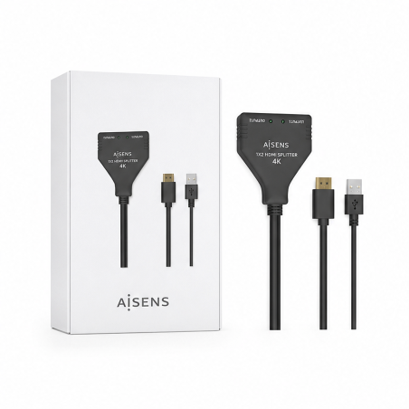 Duplicateur HDMI Aisens 4K 1x2 USB, noir 30 cm