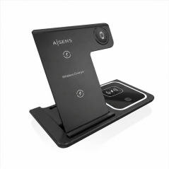 Aisens Chargeur sans fil USB-C 3 en 1 15 W noir