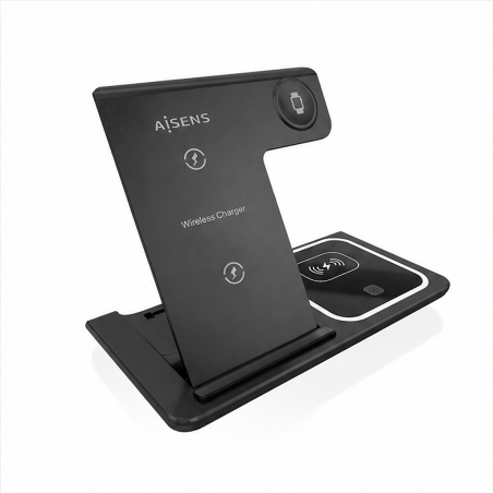 Aisens Chargeur sans fil USB-C 3 en 1 15 W noir
