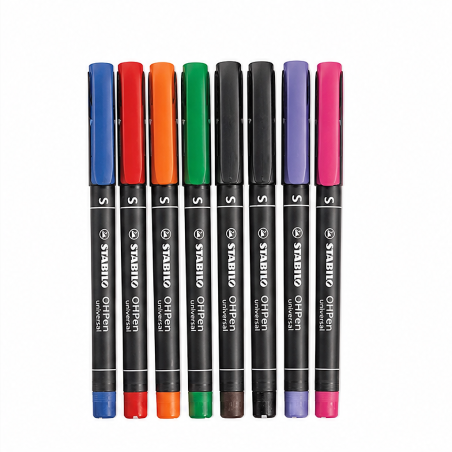 STABILO OHPen universal lot de 8 feutres permanents, pointe superfine 0,4 mm
