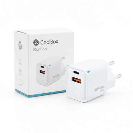 Chargeur mural Coolbox USB 20W GaN | USB-C et USB-A