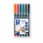 Staedtler Lumocolor 317 Rotuladores permanentes, pointe moyenne, lot de 6