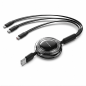Câble de charge rétractable 3-en-1 Vention USB 2.0, 1,1 m, noir