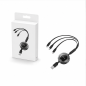 Câble de charge rétractable 3-en-1 Vention USB 2.0, 1,1 m, noir
