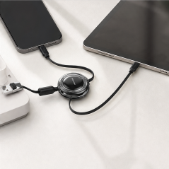 Vention 3-in-1 Retractable Cable, 1.1 m Black