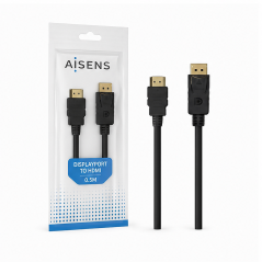 Aisens DisplayPort to HDMI Cable 0.5 m Black