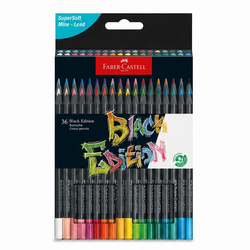 Faber-Castell Black Edition - crayons de couleur, boîte carton de 36