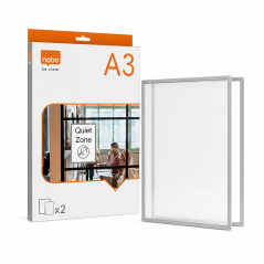 Nobo self-adhesive magnetic frame A3 silver, 2 pack