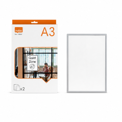 Nobo cadre magnétique autocollant A3 argent, lot de 2