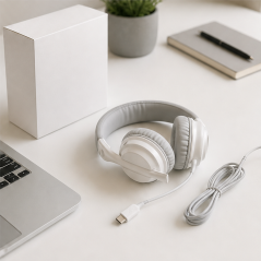 NGS VOX805 USB-C White Headset with USB Adapter