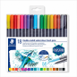 Staedtler 3001 Lot de 18 feutres aquarellables double pointe