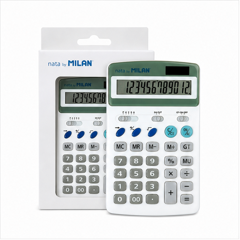 Milan white 12-digit desktop calculator