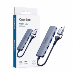 CoolBox HUB4 Lite USB-C/A 4 ports gris aluminium