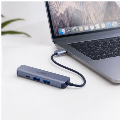 CoolBox HUB4 Lite USB-C/A 4-port gray aluminum
