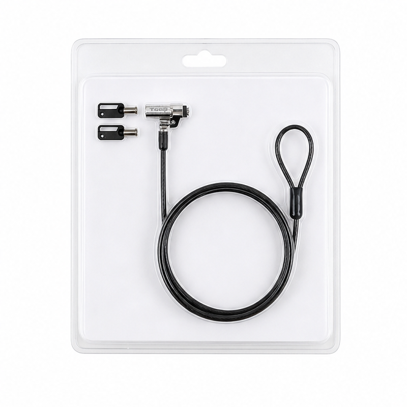 Tooq Nano security cable with key for laptops 1.5 m dark gray