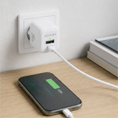 Aisens chargeur GaN 25W USB-C USB-A blanc