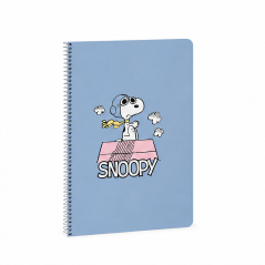 Cahier spirale Safta Snoopy folio 80 feuilles quadrillées bleu