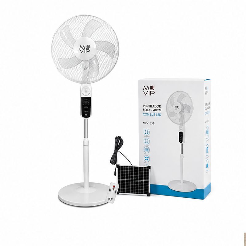 Muvip Ventilateur sur pied solaire 40 cm 12000 mAh