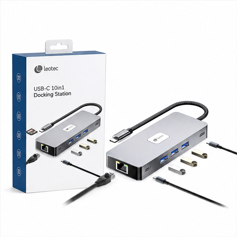 Leotec 10-in-1 USB-C Adapter Gray