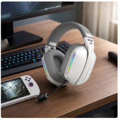 Casque gaming Coolsound G11 RGB blanc Bluetooth