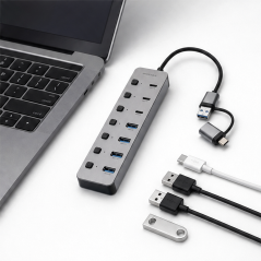 Hub USB Nanocable 7 ports USB-A USB-C 3.0