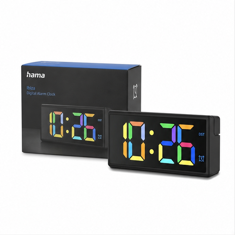 Hama Ibiza digital alarm clock with multicolor display