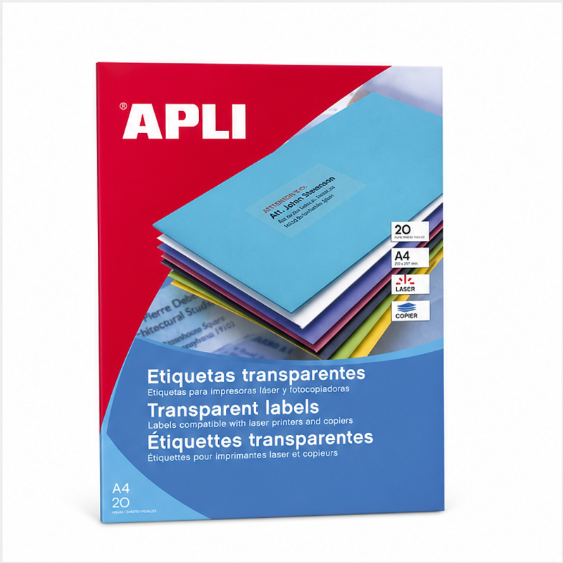 Apli Étiquettes translucides résistantes aux intempéries 210 x 297 mm, 20 feuilles