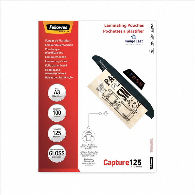 Fellowes pochettes de plastification brillantes A3 125 microns x 100