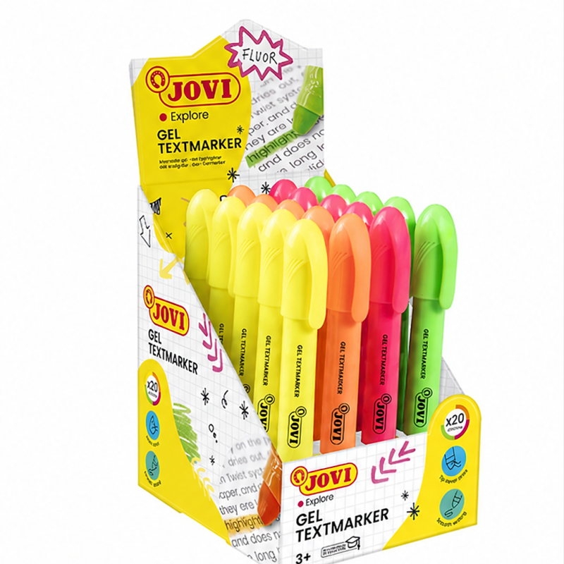 Jovi JOVI!NEON Expositor de 20 marqueurs gel en stick, couleurs assorties