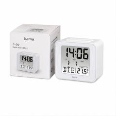 Réveil radio Cube blanc Hama, DCF et thermomètre