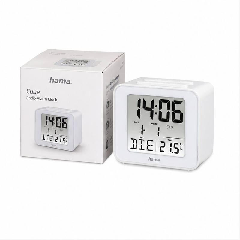 Réveil radio Cube blanc Hama