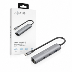 Aisens ASUC-4P040-GR hub USB-C Ethernet Gigabit